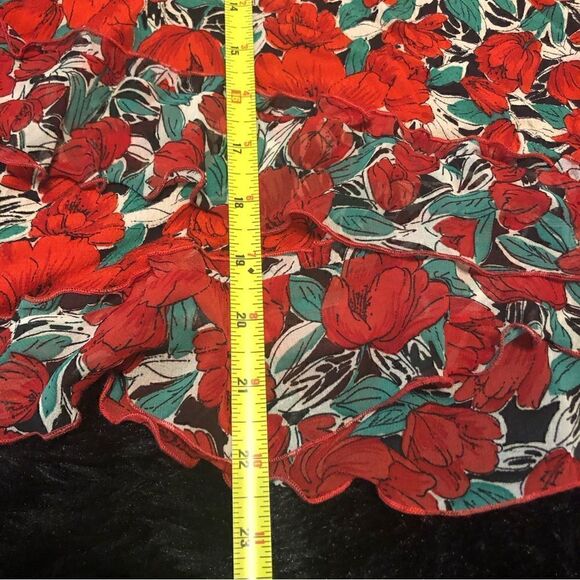 ZARA red flowers daisy print blouse shirt tee top long sleeve off shoulders sz S - Picture 7 of 10